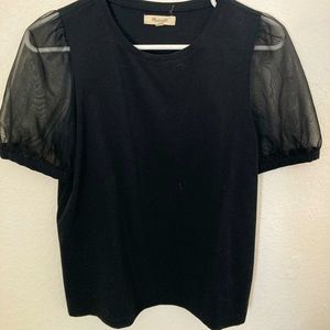 Black Madewell tee with Sheer Sleeves